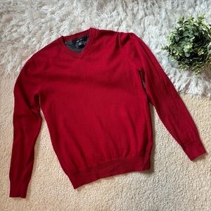 Men's Small Pullover V-Neck Red Sweater